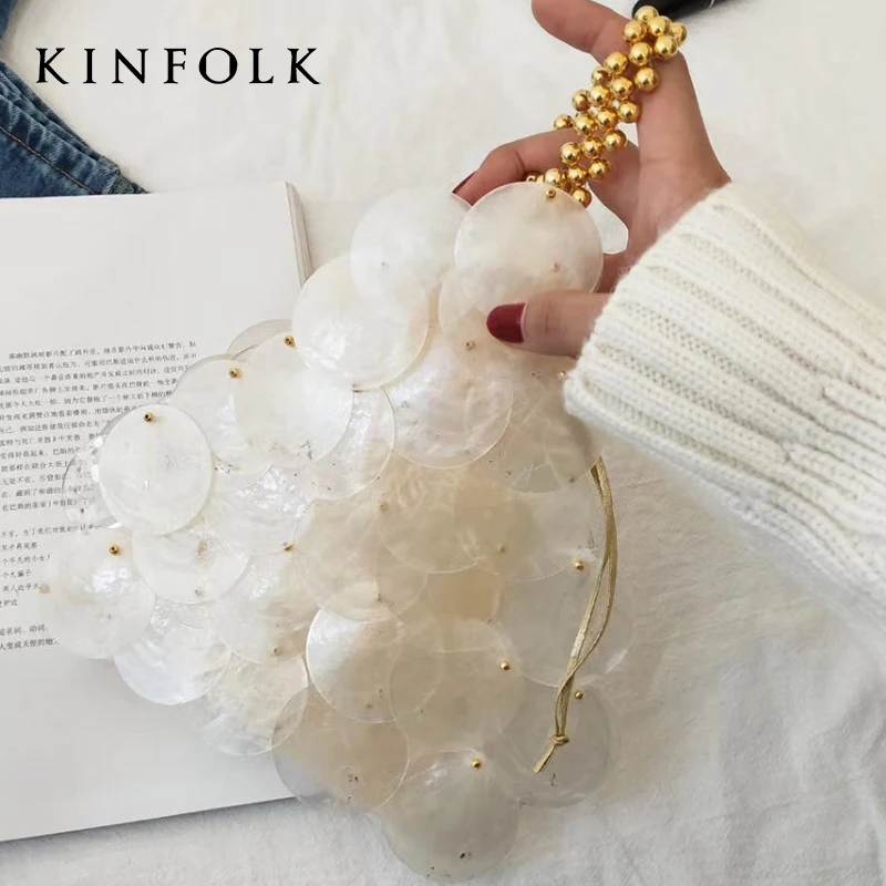 Shell Bag Natural Piece Bag Sequin Hand Weaving Beaded Pearl Handbag Women Luxury Evening Sequins Handbag crossbody bag women handbags