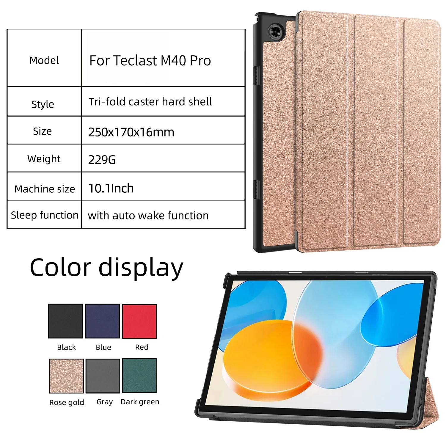Für Teclast M40 Pro P20HD P20S Tablet Schutzhülle Cover M40Pro Ledertasche – Detail 1