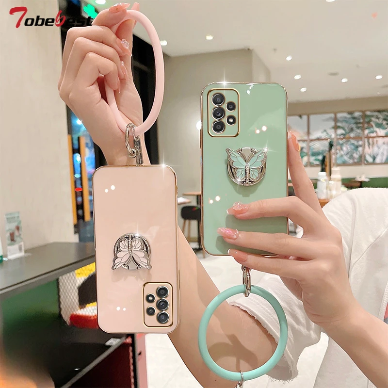 Silicone Phone Case With Butterfly Ring Holder For Samsung Galaxy_voghion.com