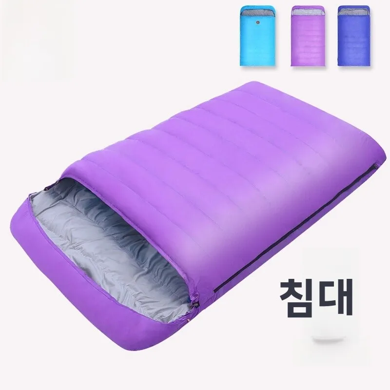 캠핑 및 하이킹 야외용 두꺼운 다운 침낭, 카멜의 따뜻하고 아늑한 2인용 커플 침낭