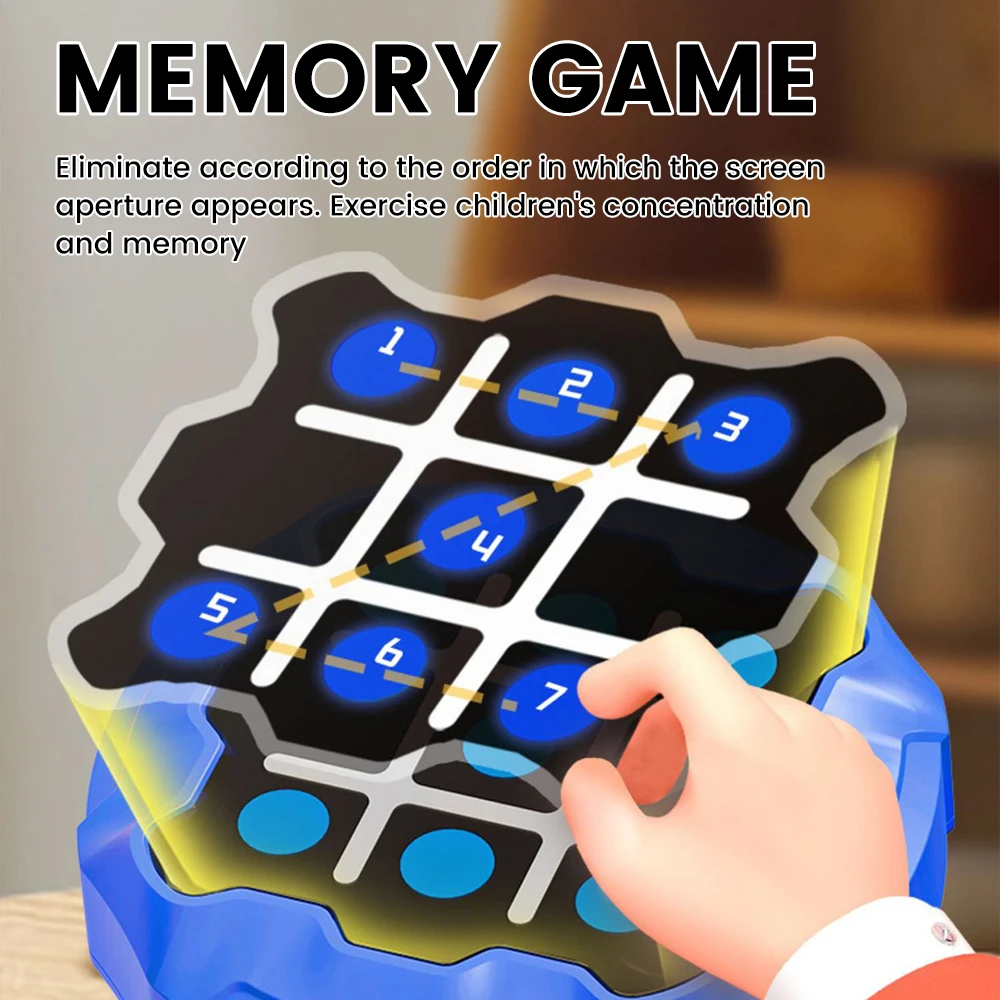 USB Rechargeable Electronic Tic-Tac-Toe Game Board Ease of Mobility Chessboard Improve Reaction Ability for Kids Gifts Toys