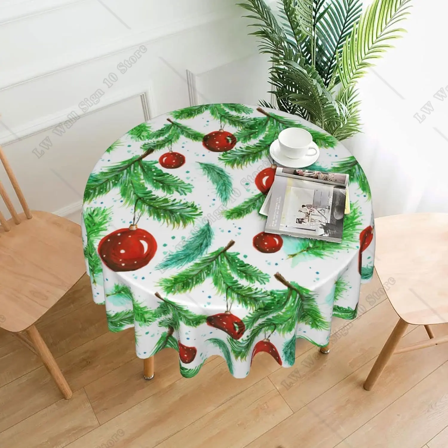 

Merry Christmas Tablecloth Snowflakes Tablecloth Christmas Tablecloth Seasonal Dining Table Cover 60 inch Round for Home Party