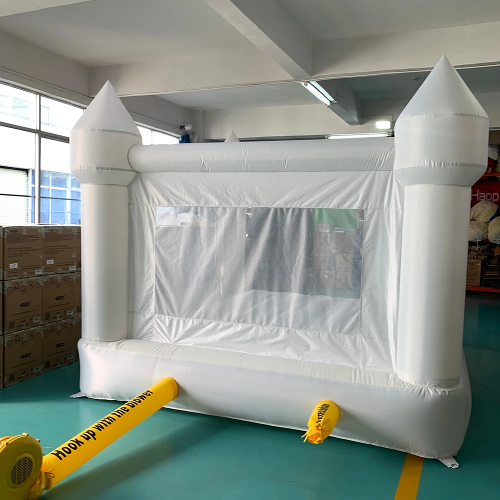 Inflatable Jumping Castle 4*3*2.6M White Bounce House For Kids Bouncy House White For Children With Blower Slide 5-8 Kids 4