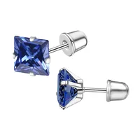 Boucles d'oreilles en acier inoxydable et titane, 4 broches carrées en Zircon, bijoux pour ongles, manchette d'oreille à la mode pour Piercing 5