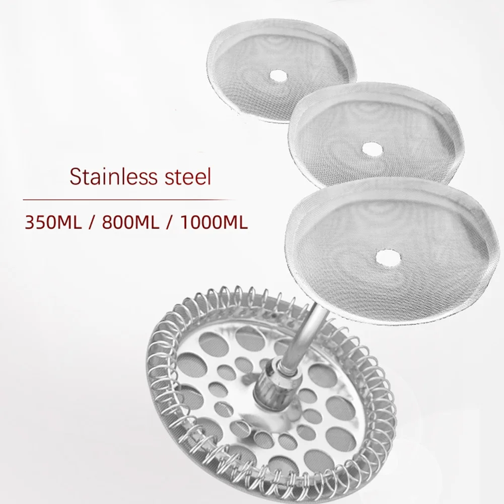 Reusable Coffee Press Filters Stainless Steel French Press Filters Mesh Filter Replacement Parts 350 800 1000ML 3pcs