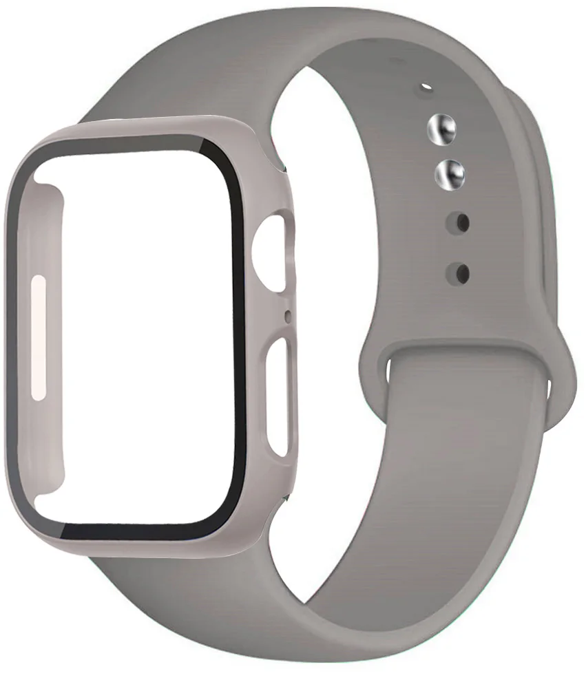 애플 워치 밴드용 케이스 및 실리콘 스트랩, 풀 PC 보호대 케이스 및 팔찌, iwatch 시리즈 se 7 4 5 6 8 9, 44mm, 40mm, 45mm, 41mm, 44mm