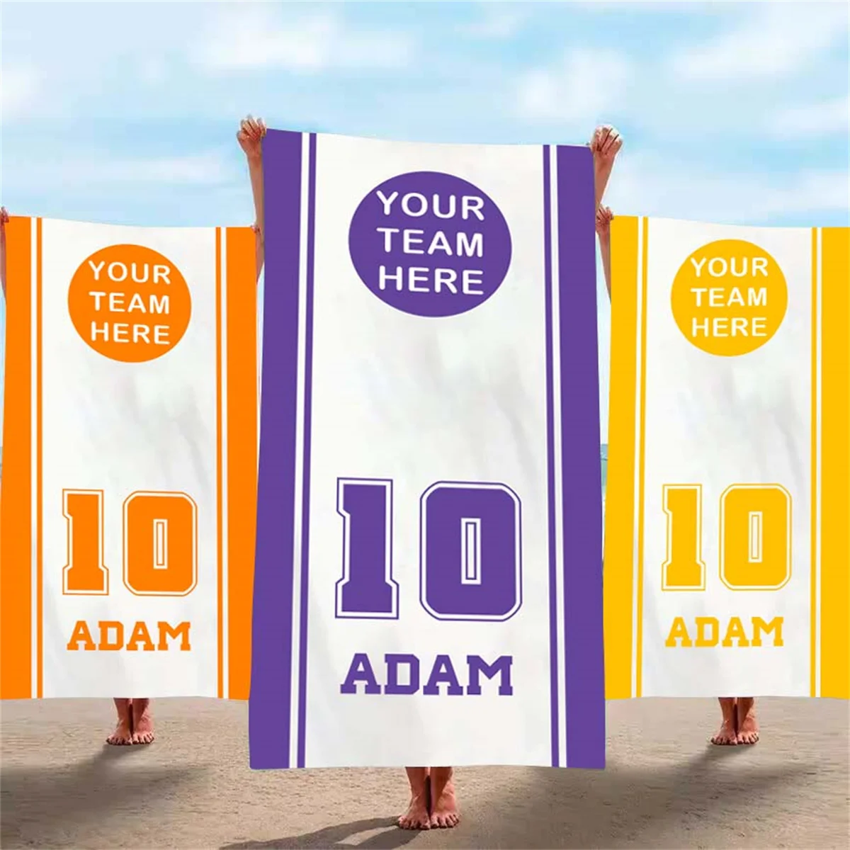 Personalized Sport Team Name Beach Towel Badminton Tennis Club Towel School Team Towels Volleyball Soccer Gift