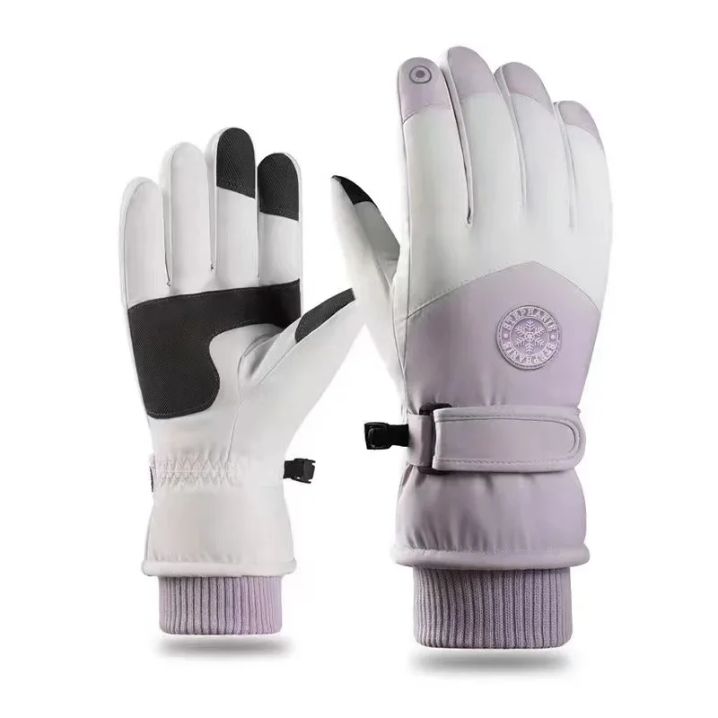 Touch Screen Round Label Ski Winter Outdoor Warm Sports Waterproof Non-slip Piled Thickened Warm Gloves
