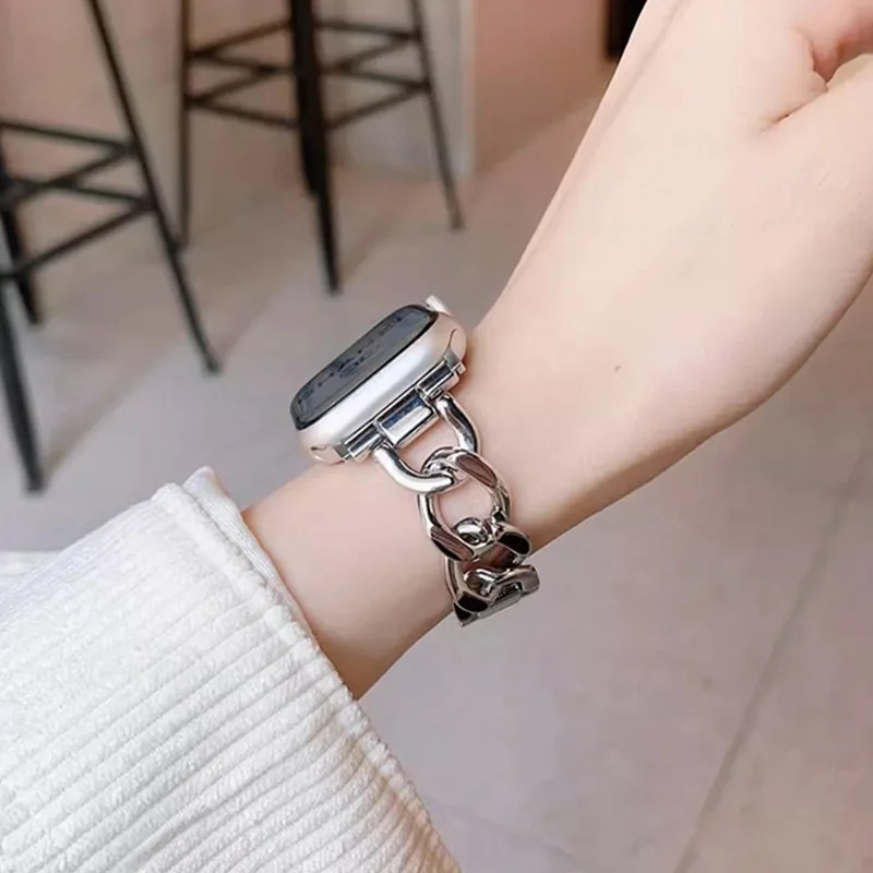Sleek Metallic Chain Watch Strap
