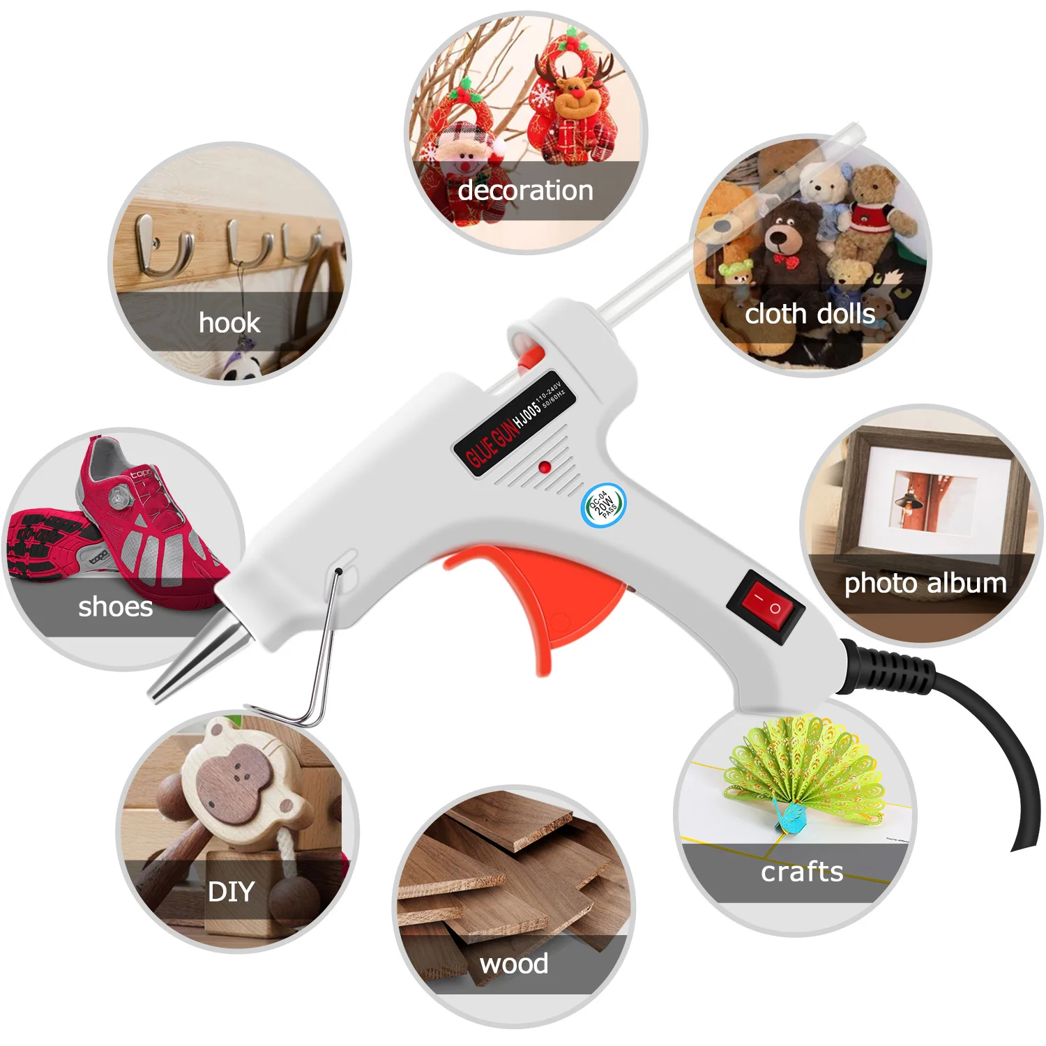 Hot Melt Glue Gun hot glue gun 6 IN 1 Glue Gun Set Electric Heat Hot Melt Crafts Repair Tool Professional DIY 110-240V 20W with Sticks Gift