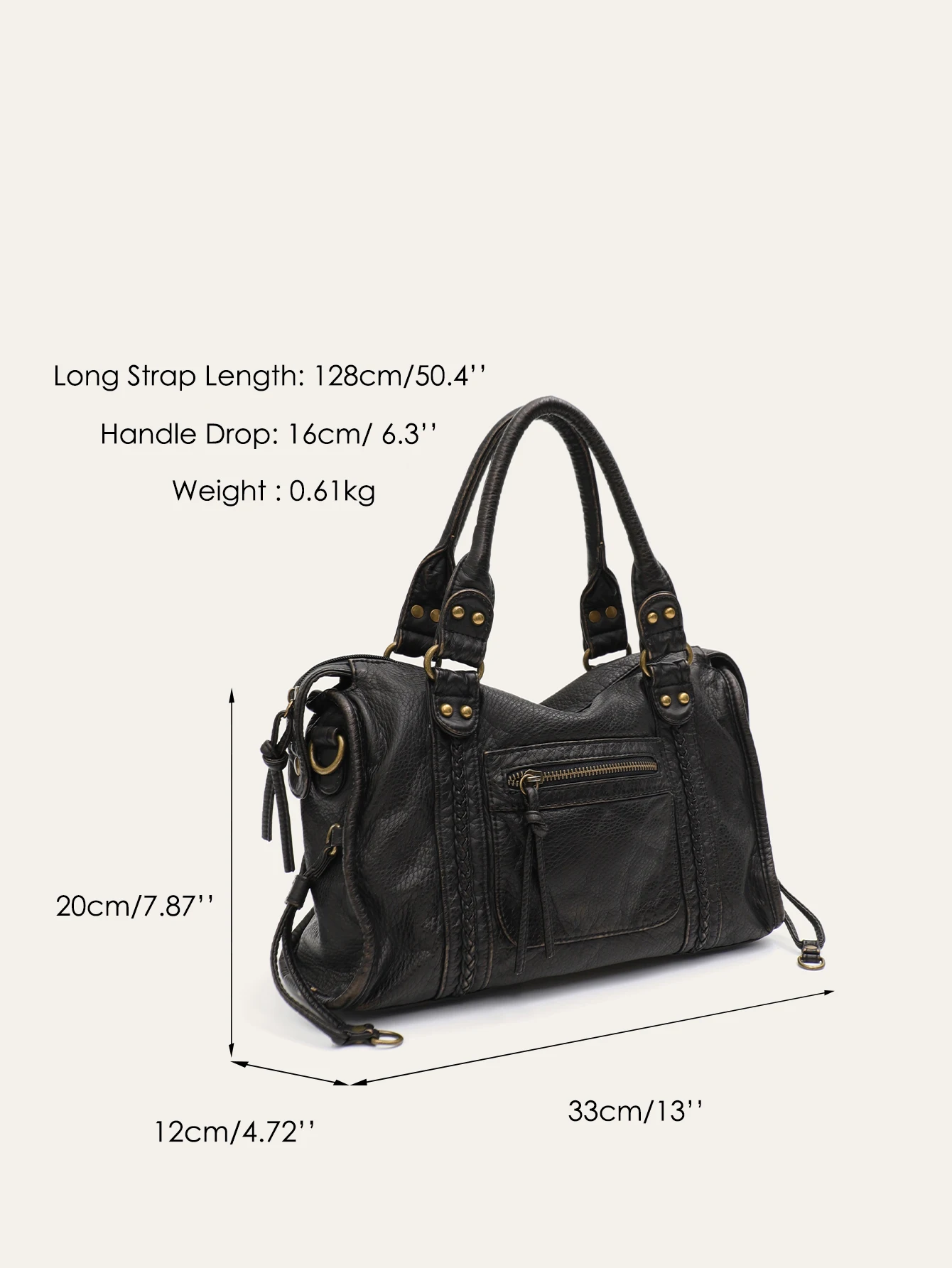 Women's Top-handle Handbag Casual Shoulder Bag In Washed Pu Leather_voghion.com
