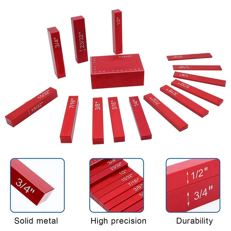 Setup Blocks Height Gauge Woodworking Bars Marked Engraving Size15PCS