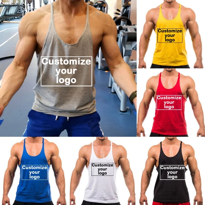 

Men's Sleeveless Muscle Fitness Tank Top Customization Your Logo Fitness Sports Pure Cotton Sleeveless Tank Top T-shirt