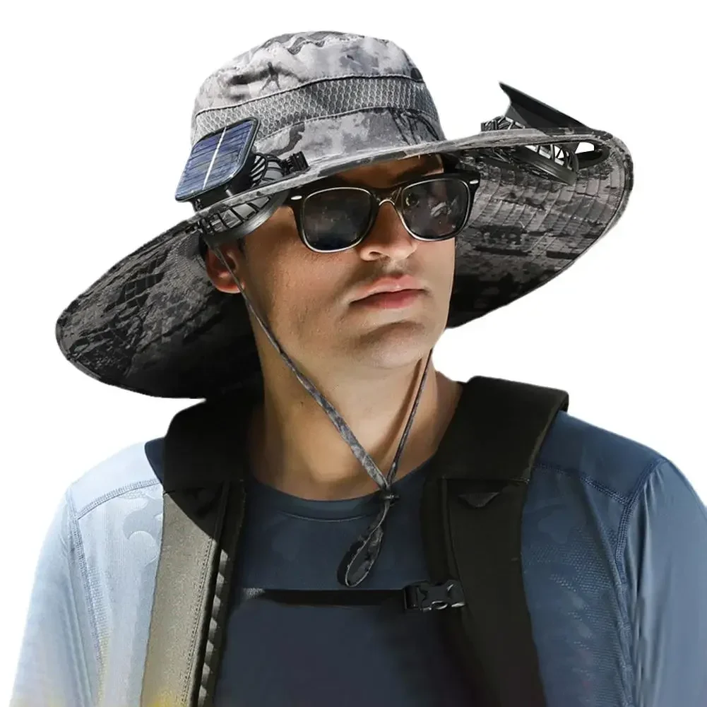 Sombrero De Pesca De Ala Ancha Con Ventilador Solar | Meses Sin Interés