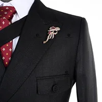 Cenne Des Graoom 2024 New Elegant Man Suits Double Breasted Hand Sewn Buttons 2 Pieces Set High Quality Slim Fit Wedding Party 2