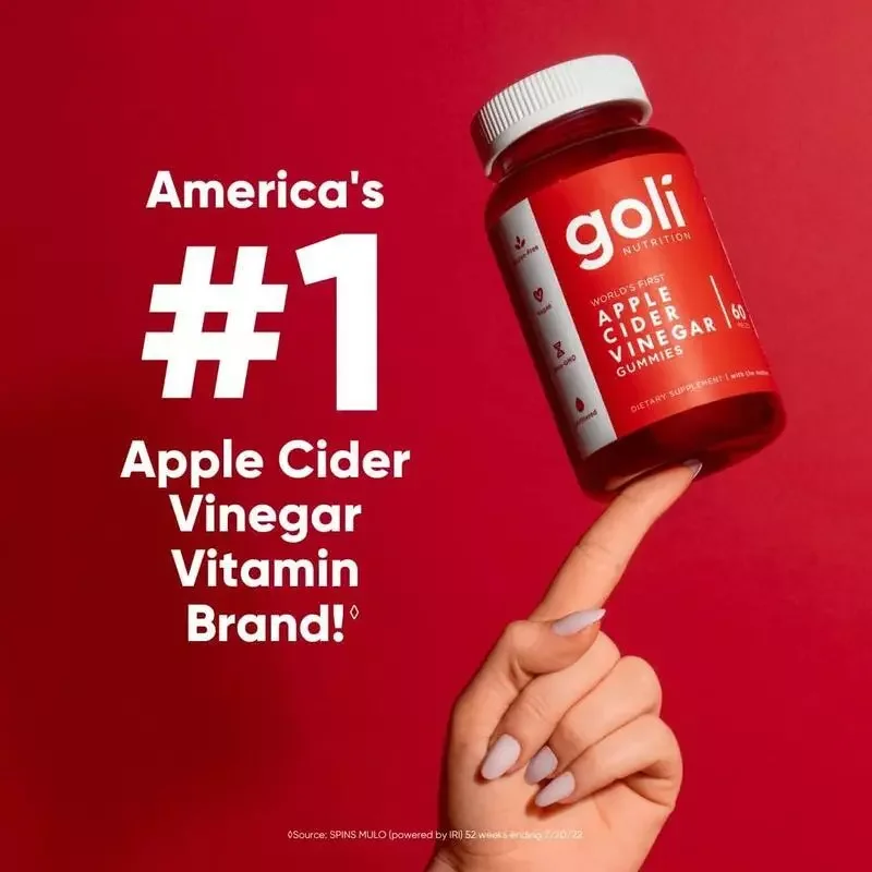 Worlds Firse Goli Nutrition Apple Cider Vinegar Gummy Vitamins-Vitamin B12 Gelatin-Free