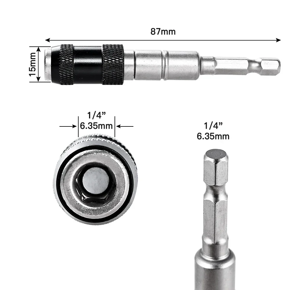 1pc Drill Bit Holder Magnetic Swiveling Bit Tip Holder Set Drill Bit Extension Pivot 1/4 Inch Hex Quick Release Pivoting Screwd 3