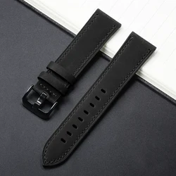 Vintage Leather Watch Strap - Universal Cowhide Watchband for Men & Women Accessories (Black)