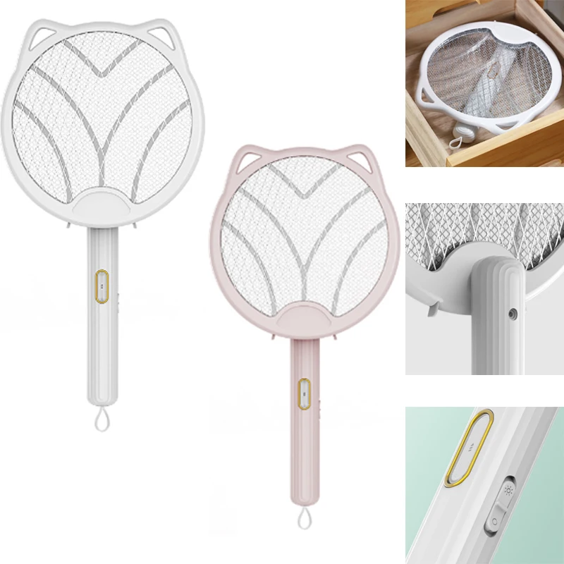 

Mosquito Swatter Rechargeable Electric Mosquito Racket Foldable Household Insect Repellent Swatter Anti Insect Electric Racket