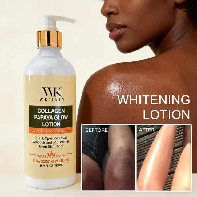 Lotion corporelle éclaircissante WK JALY Collagen Papaya Glow, hydratante, élimine les taches brunes, unifie le teint pour tous types de peau, 500ml 1