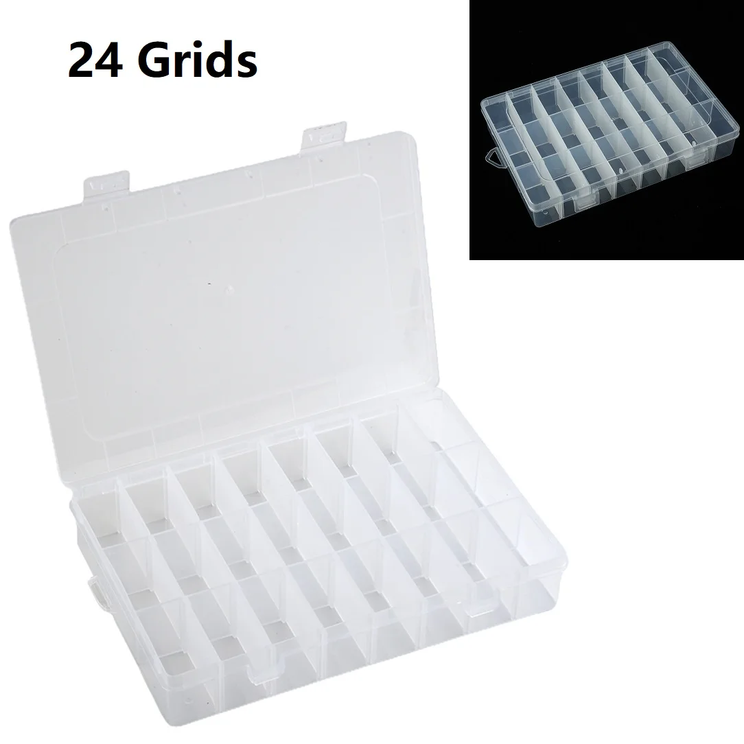 Parts Storage Box 24 Grids Compartment Plastic for Craft Parts Metal Parts Sewing Accessories