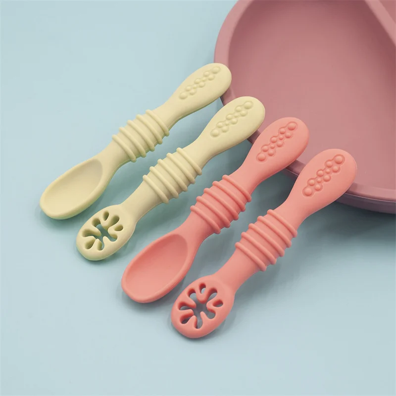 Baby Feeding Meal Spoon Set BPA Free Silicone Sticky Spoon Children Cutlery Sticky Spoon Training Spoon Children‘s Tableware 4
