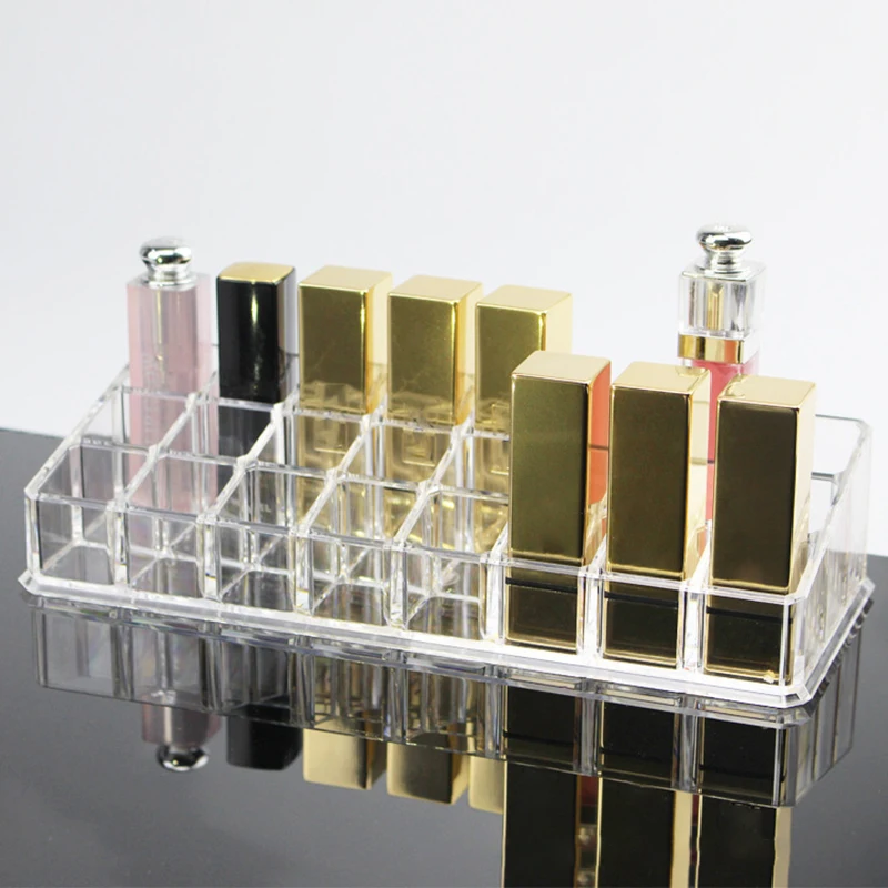 24 Lattices Acrylic Lipstick Organizer Lip Gloss Container Nail Polish Storage Box Makeup Display Rack 2