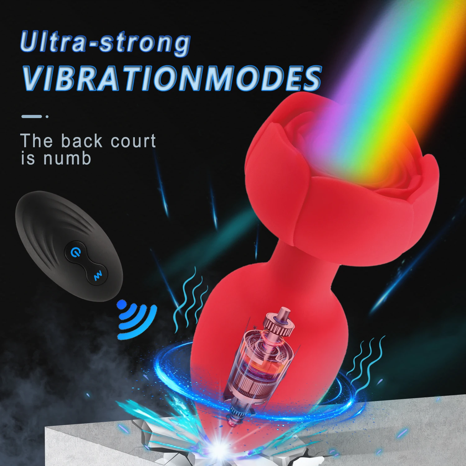 Rose Kauko-ohjattava Anustappivibraattori Seksilelut Miehille Naisille Homo G-piste Anaalivibraattorit LED-vilkkuva valo Eturauhaselle_voghion.com