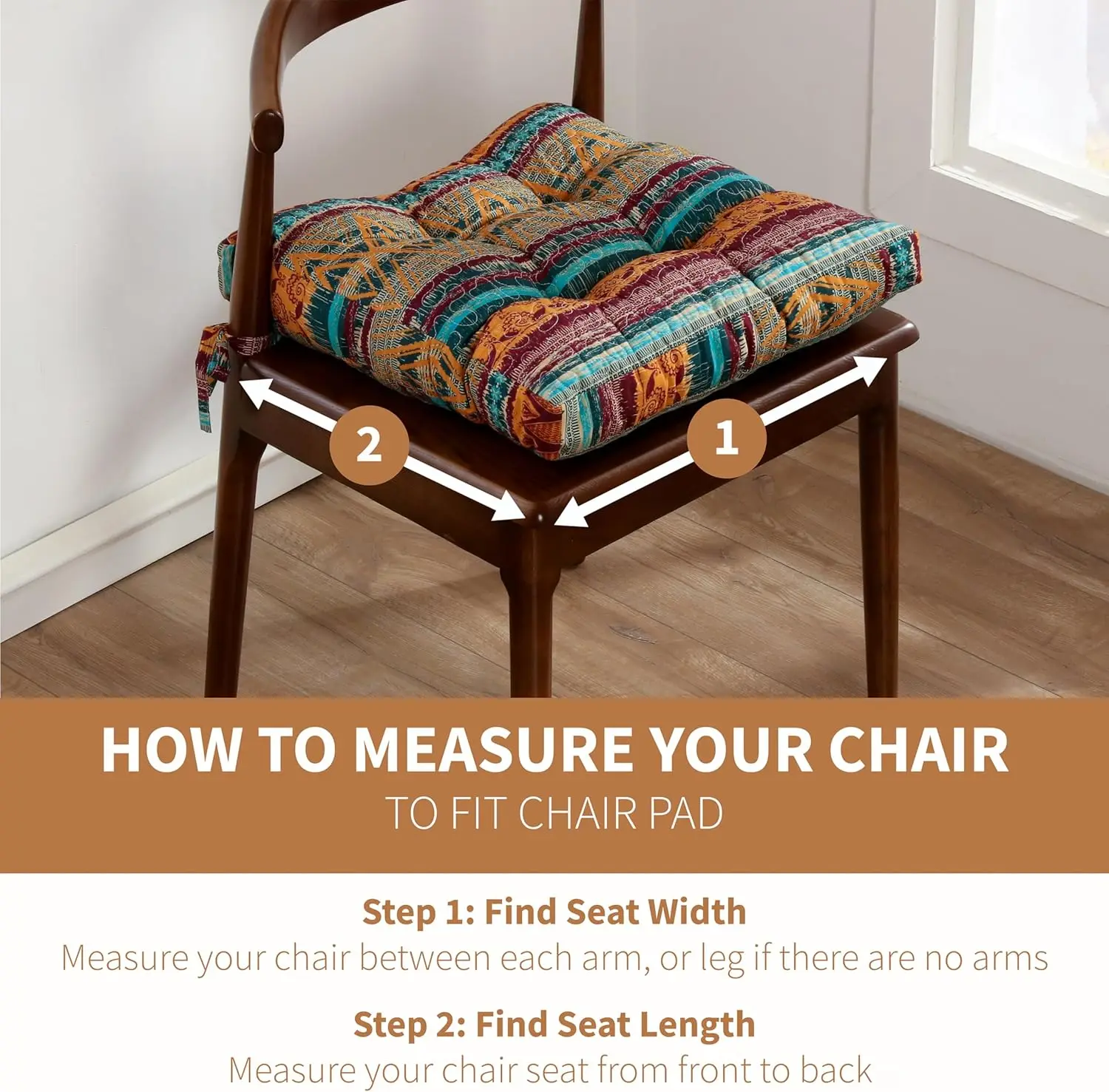 Home Triple-Cushioned Chair Pad - Seat Cushion - Set of 4, 18x18-inch (4), Southwest