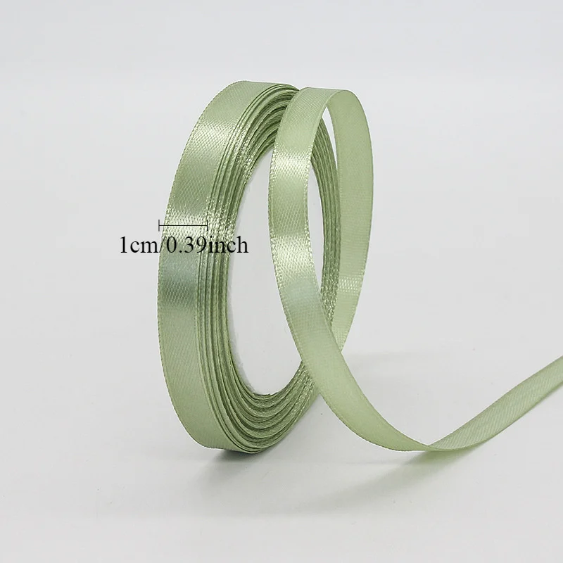 Elegant Sage Green Satin Ribbon – 25 Yards of Premium Fabric Silk for Gift Wrapping, Hair Bows, and DIY Crafts