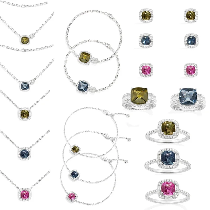 

LIDU 925 Стерлинговое Серебро ноябрьское 2023 новые цветные Серьги с драгоценными камнями ожерелье браслет кольцо женская Изысканная фотография