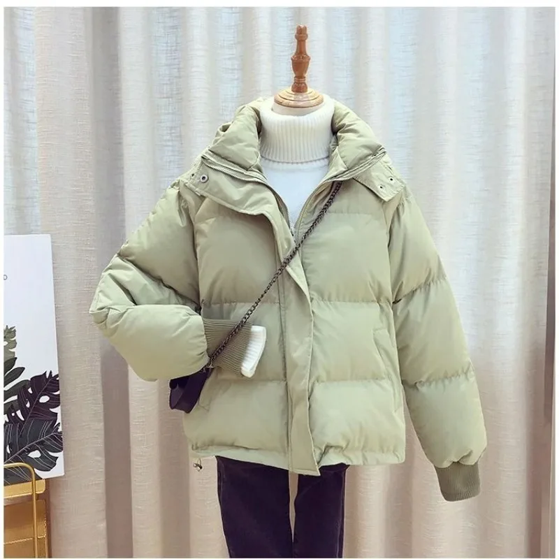 

2024 new winter Parkas short cotton-padded coat women Korean hooded thick warm bread jacket female loose Student outerwear R397