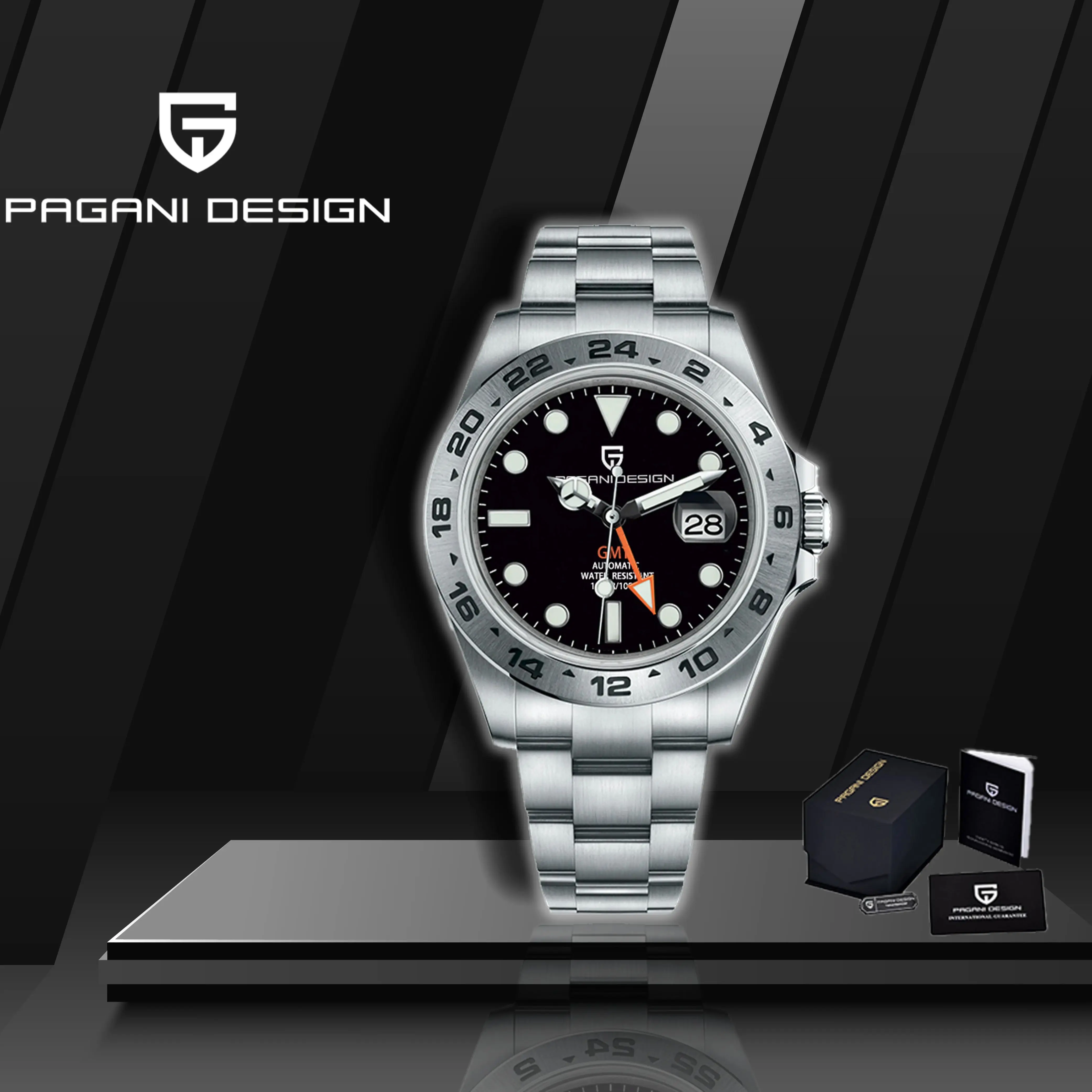

PAGANI DESIGN New Men Mechanical Watch 40MM Sapphire Stainless Steel Clock GMT Automatic Date 100M Waterproof Relogio Masculino