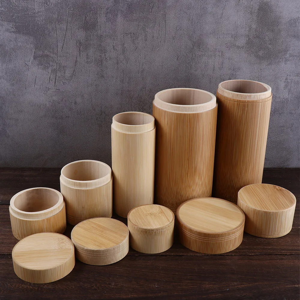 Handmade Tea Box Bamboo Storage Box Tea Canister Lid Seal Kitchen Storage Jars Accessories Spice Case Organizer tea tin box,tea canister