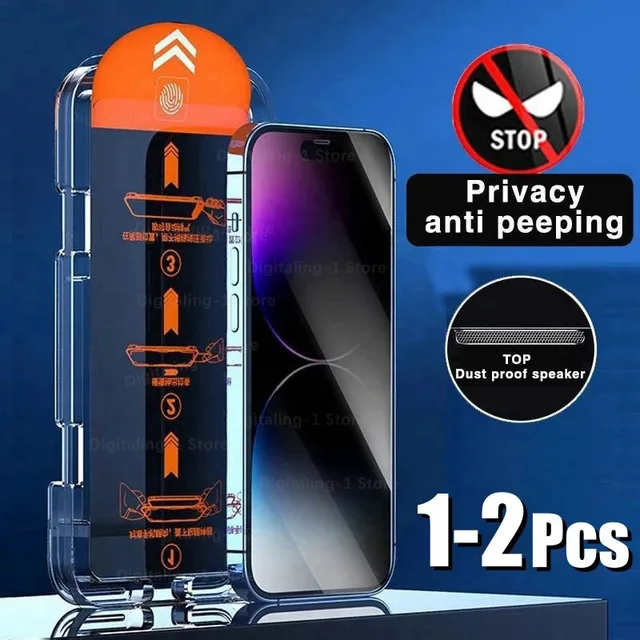 Protecteur d'écran avec revêtement oléophobe, verre anti-espion, installation sans poussière, iPhone 13, 11, 12, 14 Pro Max, Mini X, Poly 15, 8K, 1-2 pièces 1