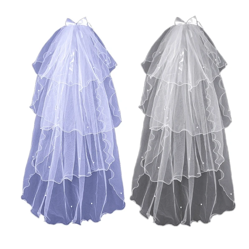 

Свадебная вуаль для свадебной вечеринки Фата невесты с жемчугом Прозрачный платок на голову Белый