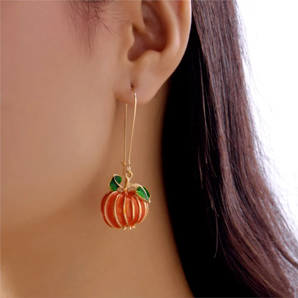 Vinatge Classic Enamel Pumpkin Drop Earrings for Women 2025 New Halloween Festival Celebration Decorations