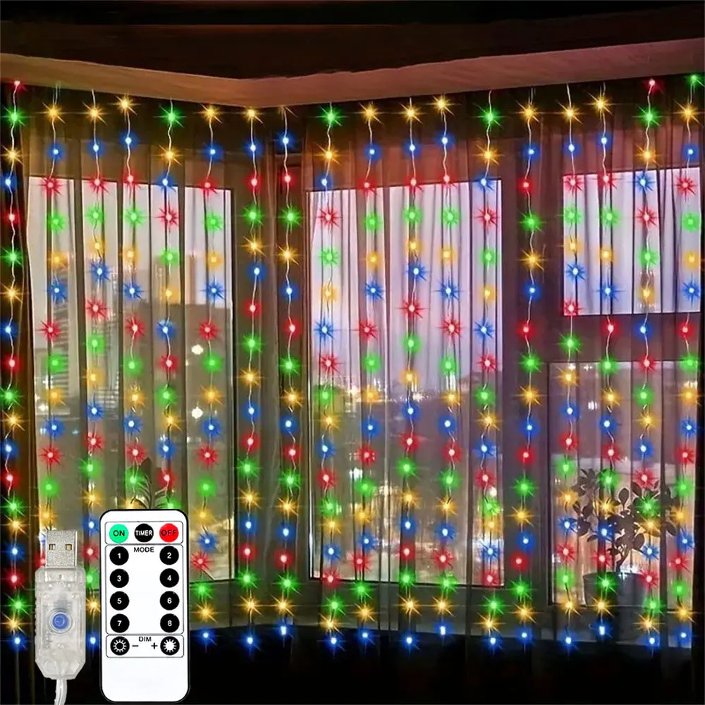 Enchanting USB LED Fairy Curtain Lights with Remote Control for Festive Decor and Celebrations