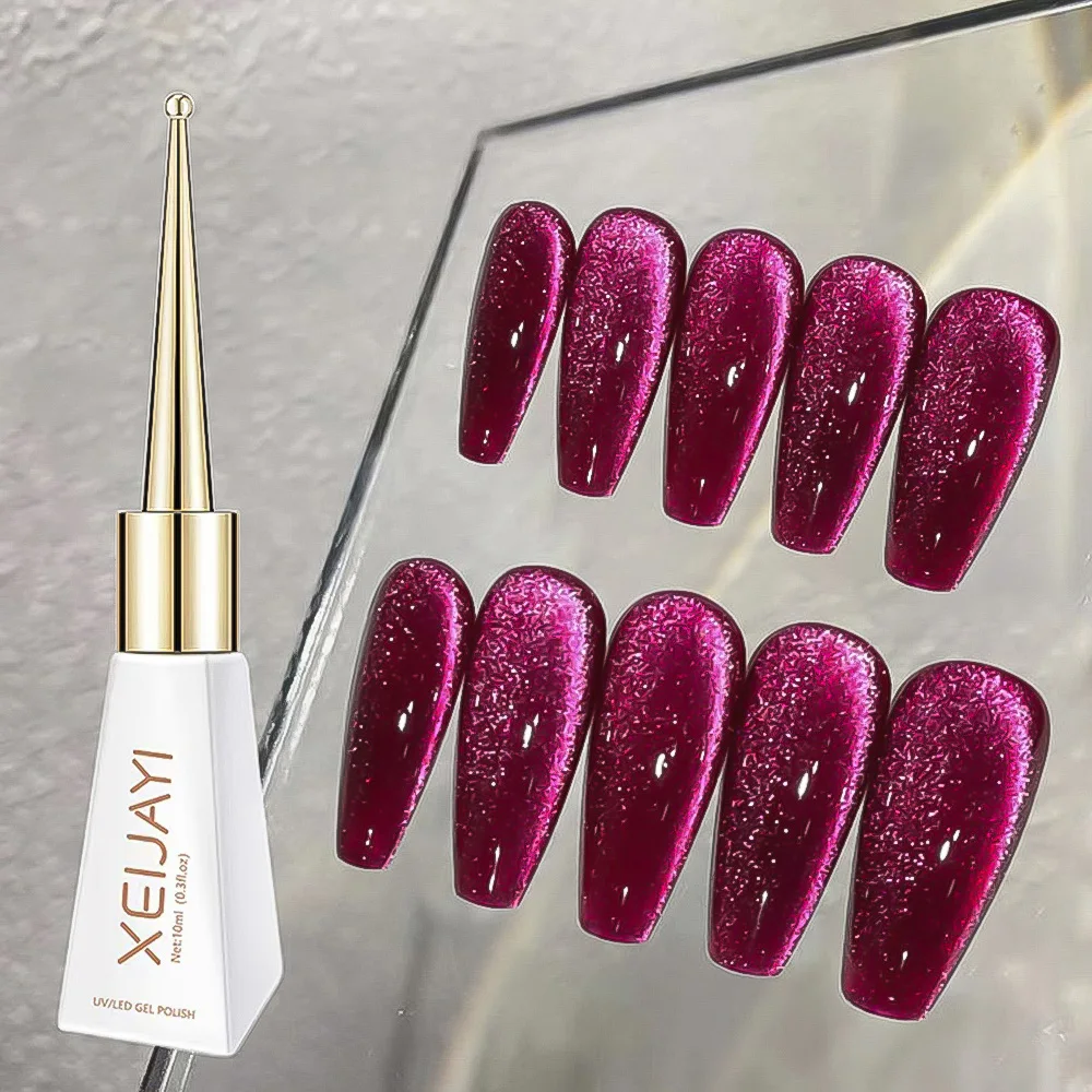 10ml 플라밍고 레드 마그네틱 고양이 눈 젤 보석 반짝이 고양이 눈 젤 폴란드어 반영구적 UV LED Cateye 네일 광택 매니큐어  GY
