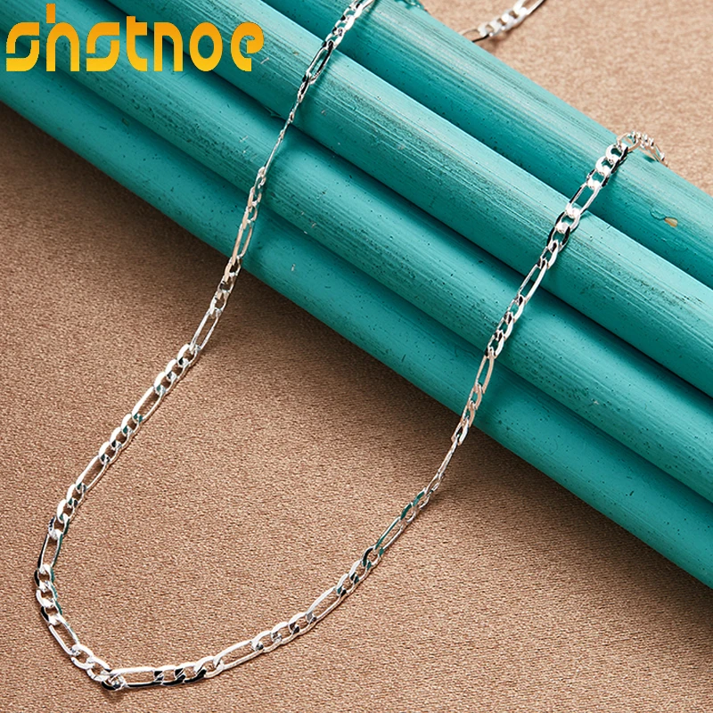 

SHSTONE 925 Sterling Silver 4mm 16-30 Inch Side Chain Necklace For Women Man Engagement Wedding Noble Fashion Charm Jewelry Gift