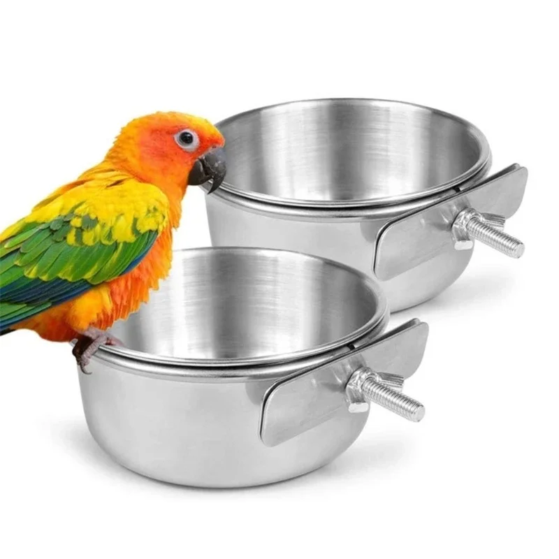 

3 шт. подвесная клетка для птиц, миска из нержавеющей стали, тарелка для домашних птиц, чашка с защитой от переворачивания, для
