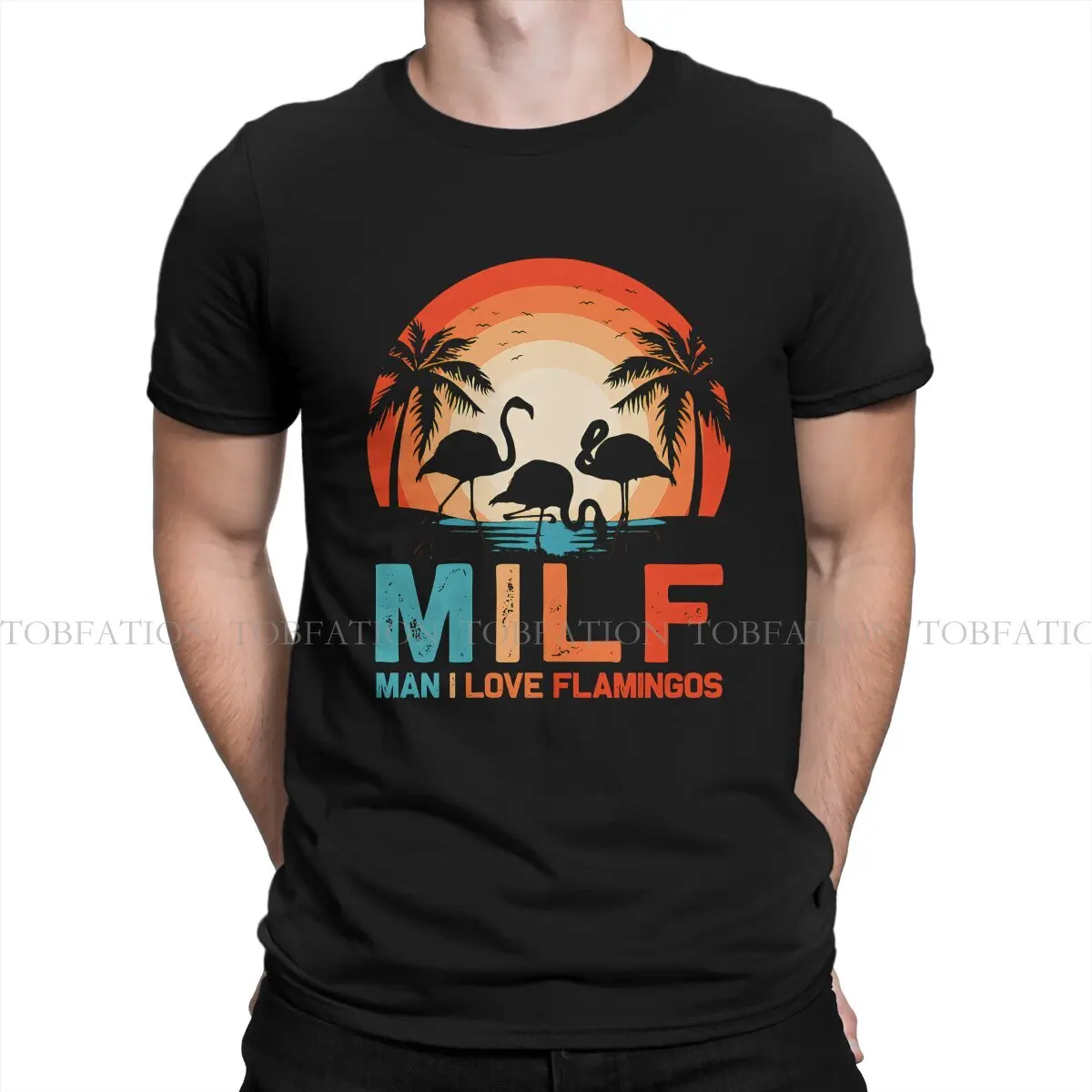 

Футболка MILF мужская с надписью «I Love Flamingos», 100% хлопок