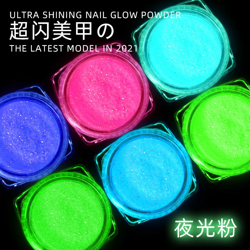 6-Colors Luminous Fluorescent Powder Glow In the Dark Mica Powder Neon  Phosphor Powder Nail Glitter Powder &*
