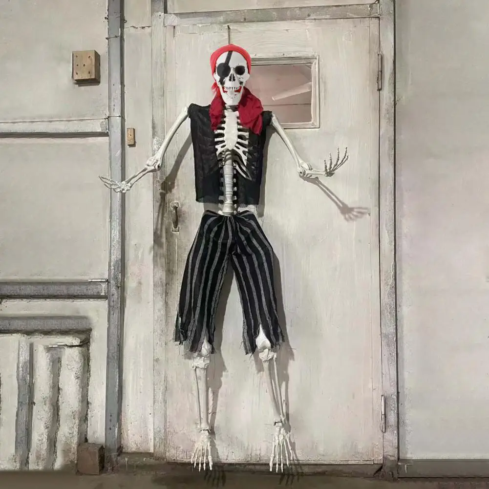 165cm Plastic Skeleton Life Size Imitation Full Body Realistic Bones With Posable Joints Pirate Styling Halloween Pose Decor