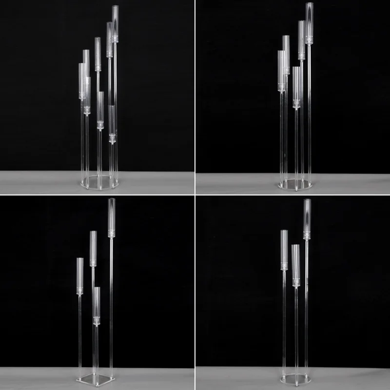 

2 5 10pcs Acrylic Candlesticks Clear Solid Candelabra Home Candle Holder Stand Decor Lot Wedding Event Party Decoration