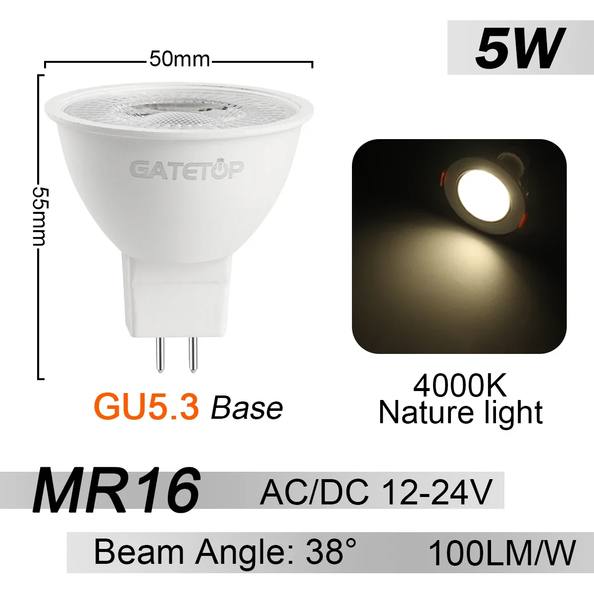5W 38D 4000K