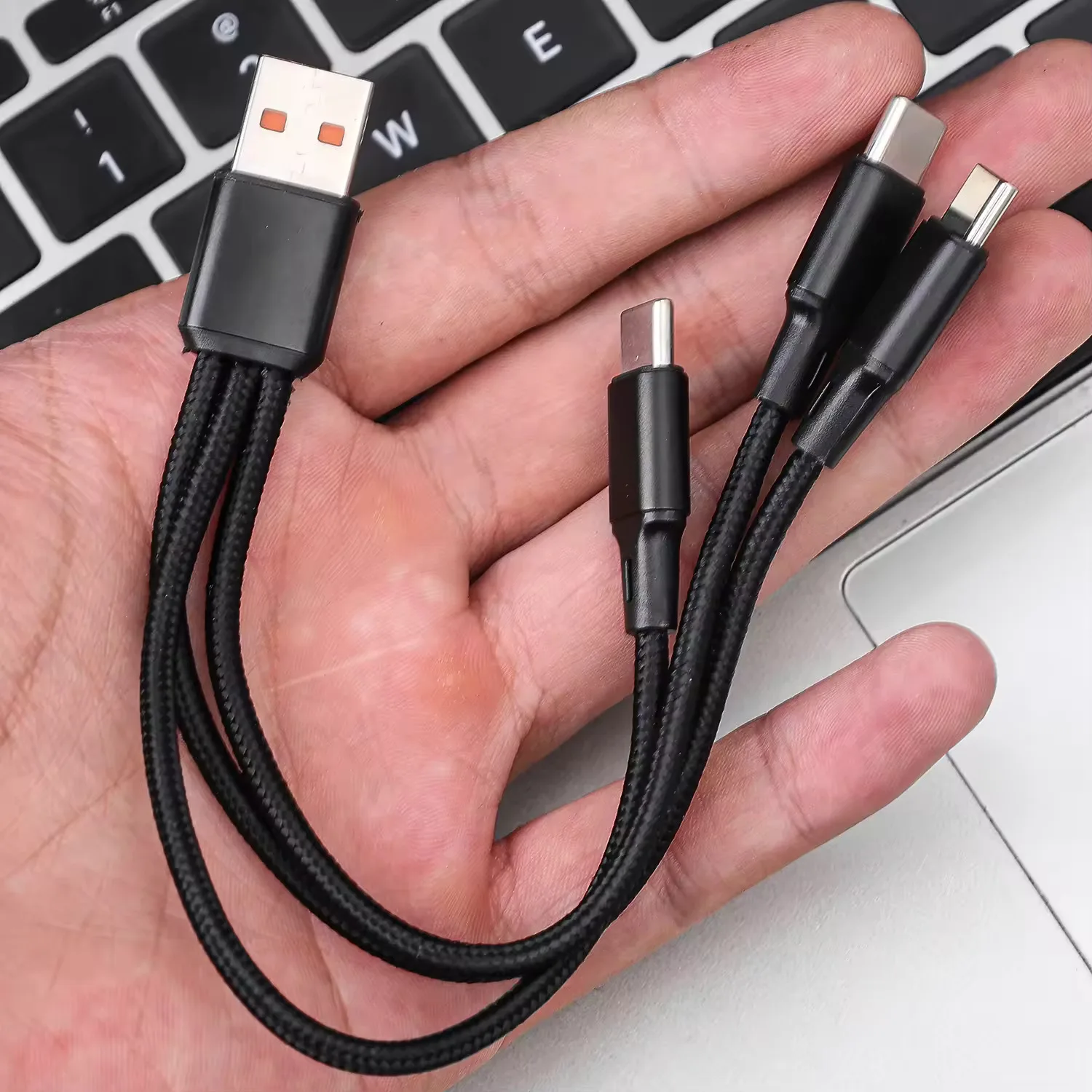 3-in-1 High-Power USB-C Fast Charging and Data Transfer Cable