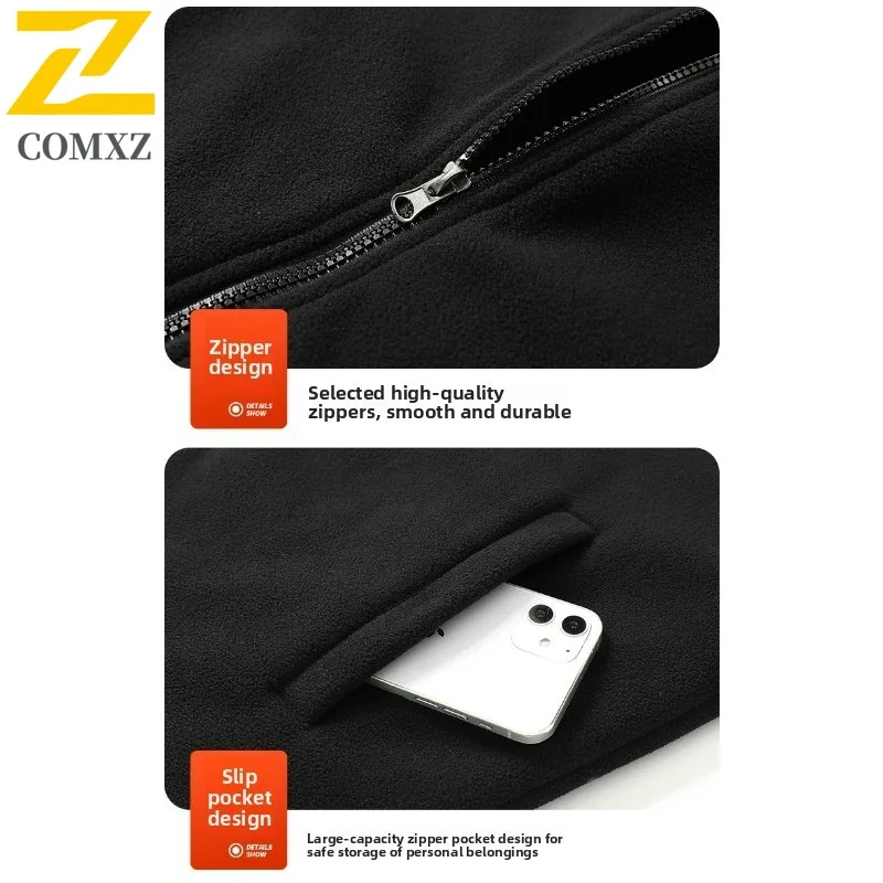 Mens Electric Heated Polar Fleece Jacket Smart Tech Constant Temperature Control Winter Warm Outerwear Windproof Thermal Coat