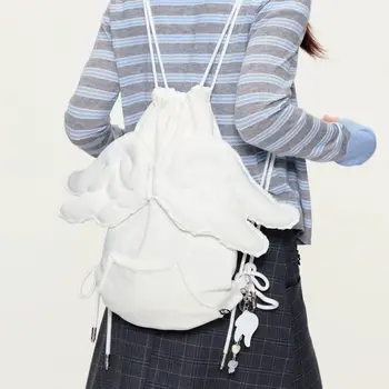 Zaino da Donna Coreano alla Moda, Nuovo Zaino Bianco Casual con Ali, Borse Femminili in Stile Coreano