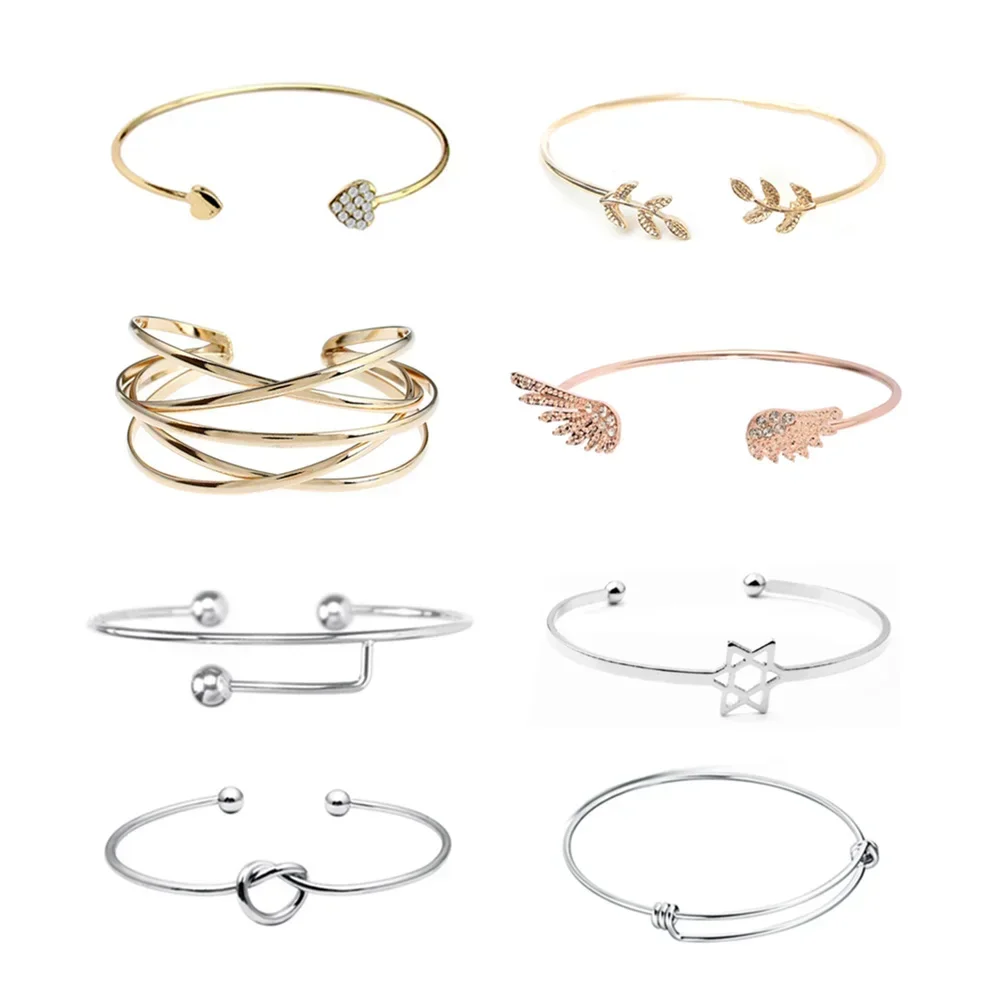 Fashion Wire Silver Plated Gold Color Expandable Adjustable Cuff Bangles Bracelets for Girls Women Ladies Bohemia Boho Indian Bangle bangle bracelet